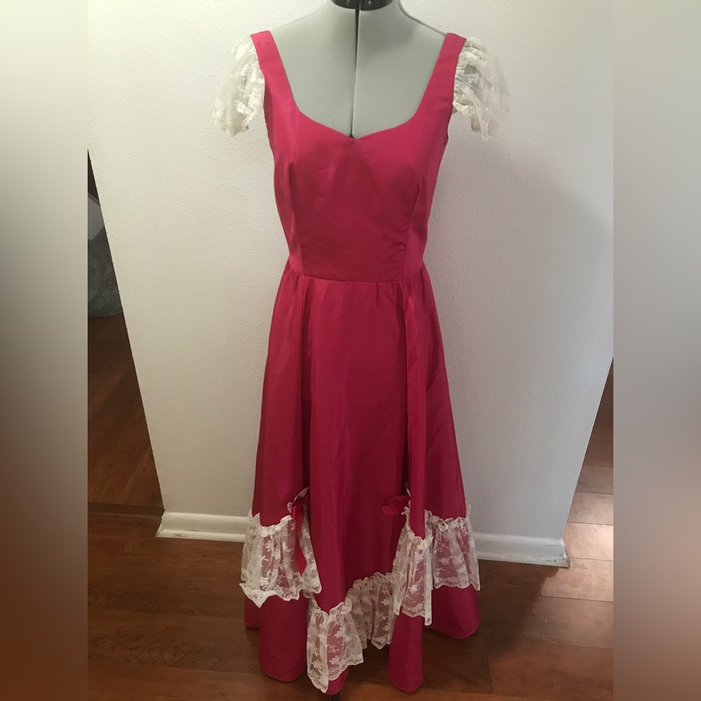 Handmade Short Sleeve maxi Ruffle Dress Cinderella pre ball dress sz small